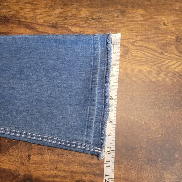 Ariya Jeans 14 Flare Thick Stitch Button Flap Prado Raw Hem Low Rise Western - Picture 11 of 12